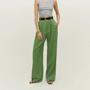 Reformation Green Wide-Leg Trousers, Mason Pant
